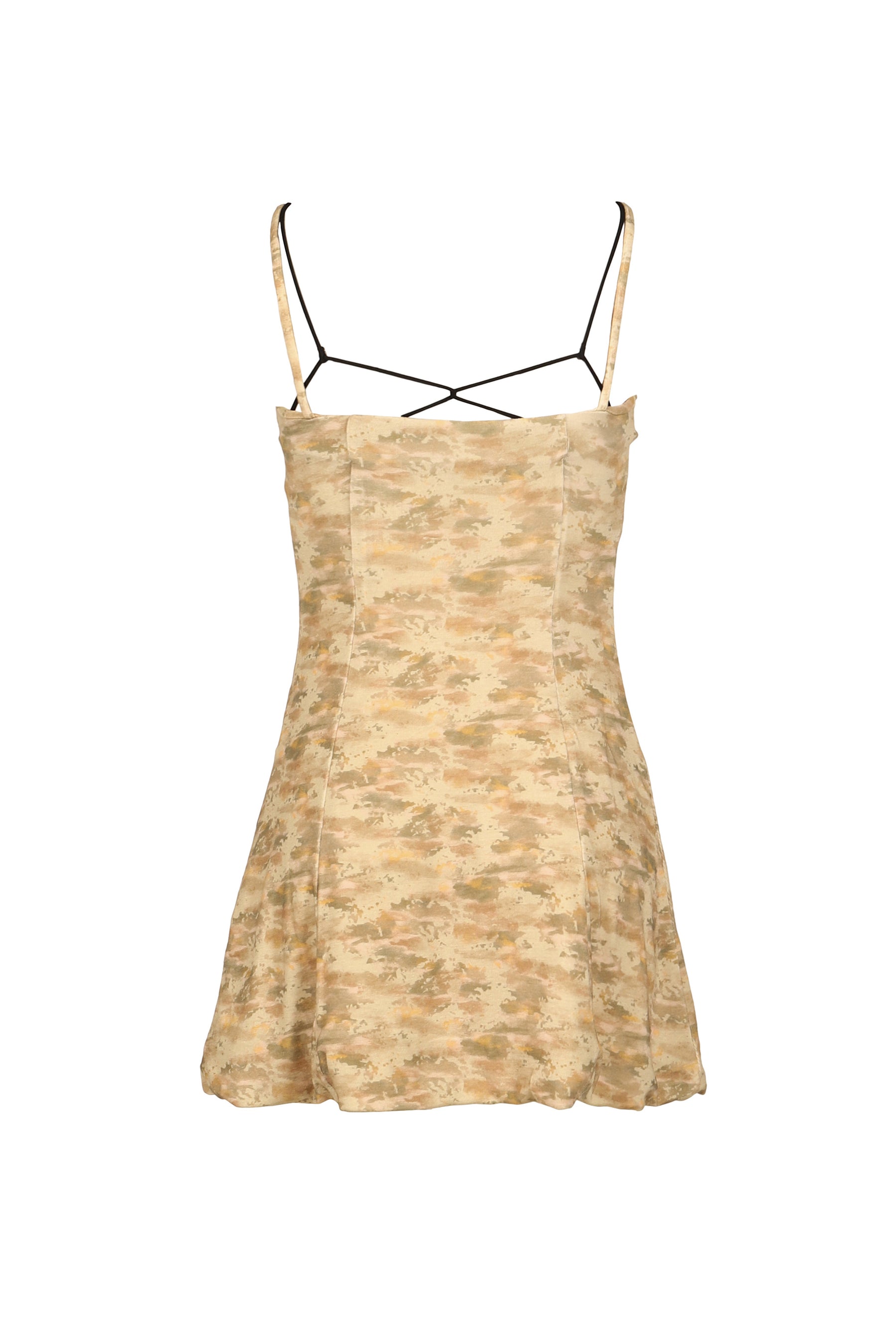 Anomalies Department Anomalies Department SS26 ORANGE CAMO LAYERED FAUX TWO-PIECE SLIP DRESS / YEL