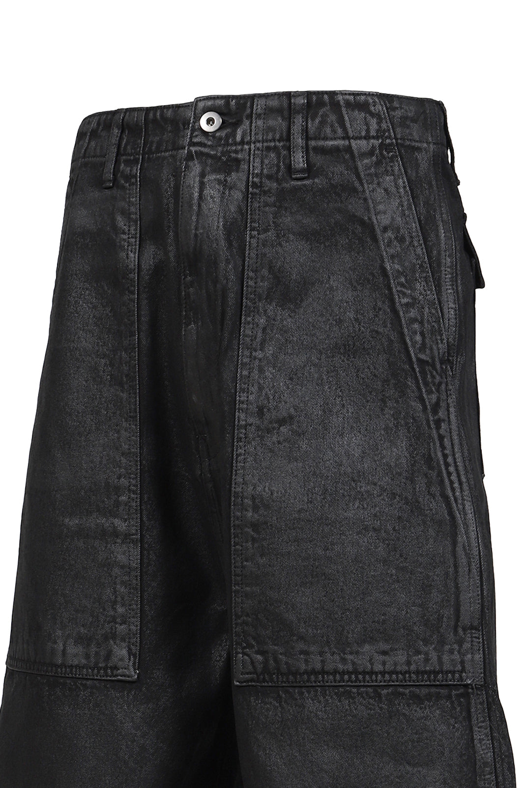WAXED FATIGUE SHORTS / BLK