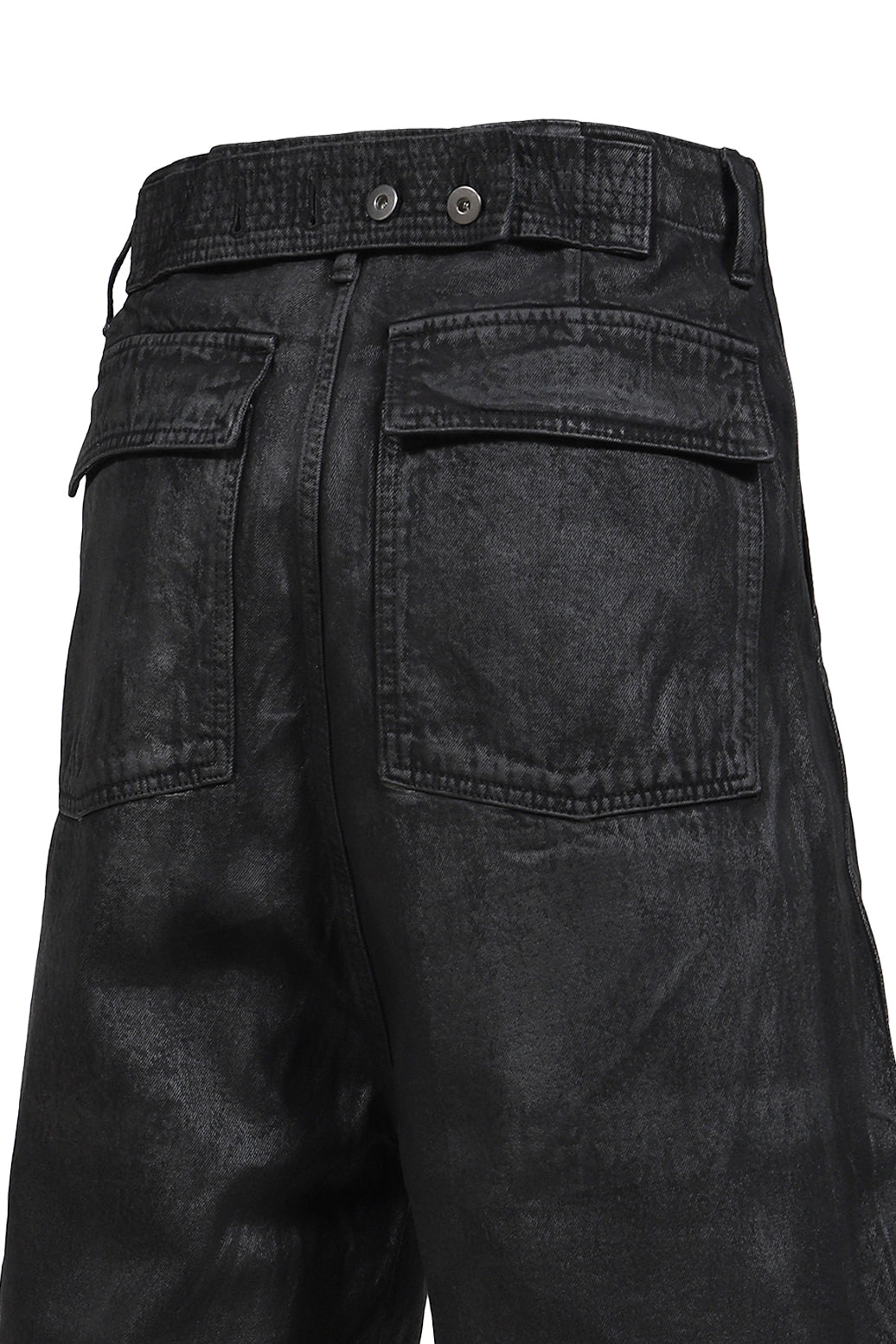 WAXED FATIGUE SHORTS / BLK