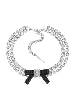 YVMIN RUBBER BOW GEMSTONE NECKLACE / BLK