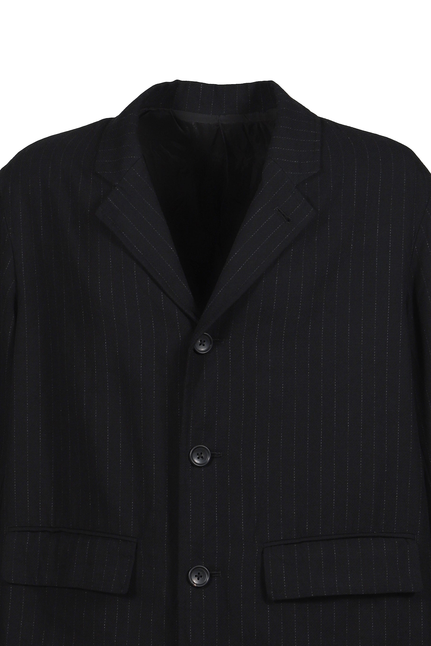 PORTER CLASSIC FW25 PIN STRIPE BEBOP JACKET / BLACK - NUBIAN PORTER CLASSIC FW25 PIN STRIPE BEBOP JACKET / BLACK - NUBIAN