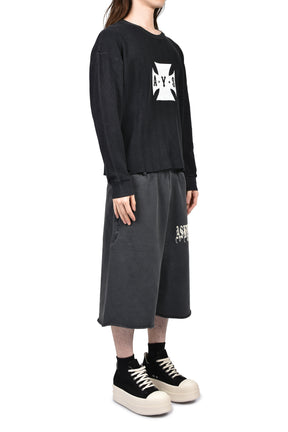 GOTH VINTAGE BAGGY FLEECE SHORTS / VINTAGE BLK