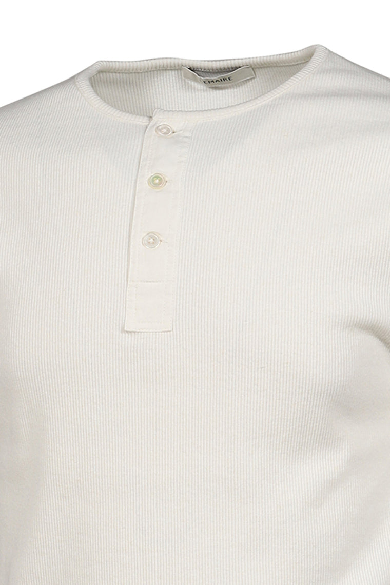 RIB HENLEY TOP / MILK