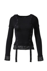 LENO TRIPLE LAYERED LONG SLEEVE TOP / BLK