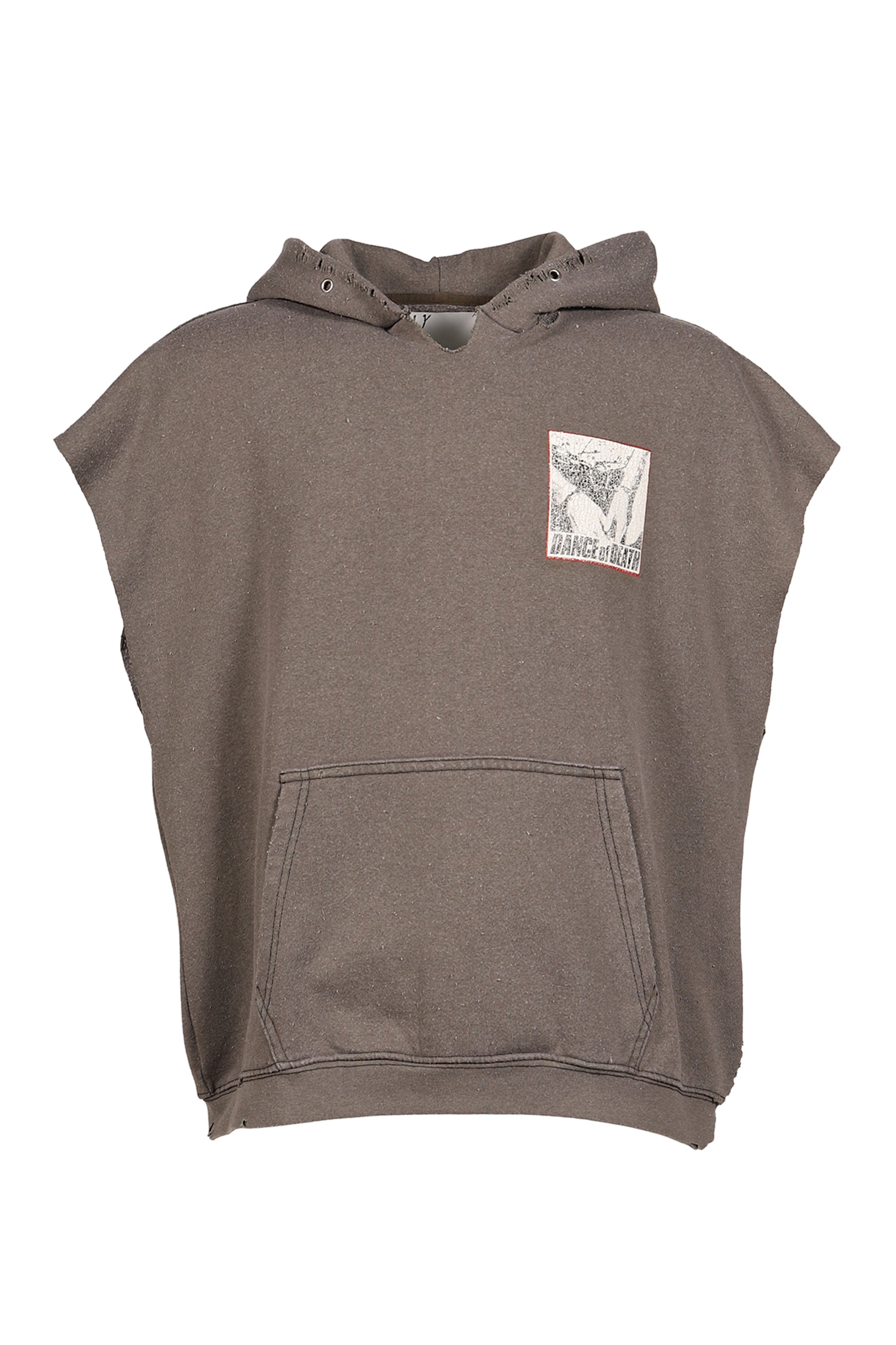 DR. BLUE CUT OFF HOODED SWEATSHIRT / BLK