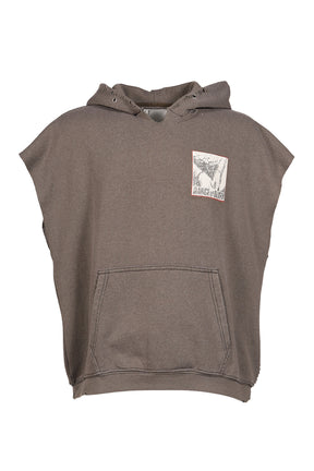 DR. BLUE CUT OFF HOODED SWEATSHIRT / BLK