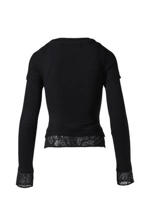 LENO TRIPLE LAYERED LONG SLEEVE TOP / BLK