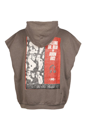 DR. BLUE CUT OFF HOODED SWEATSHIRT / BLK