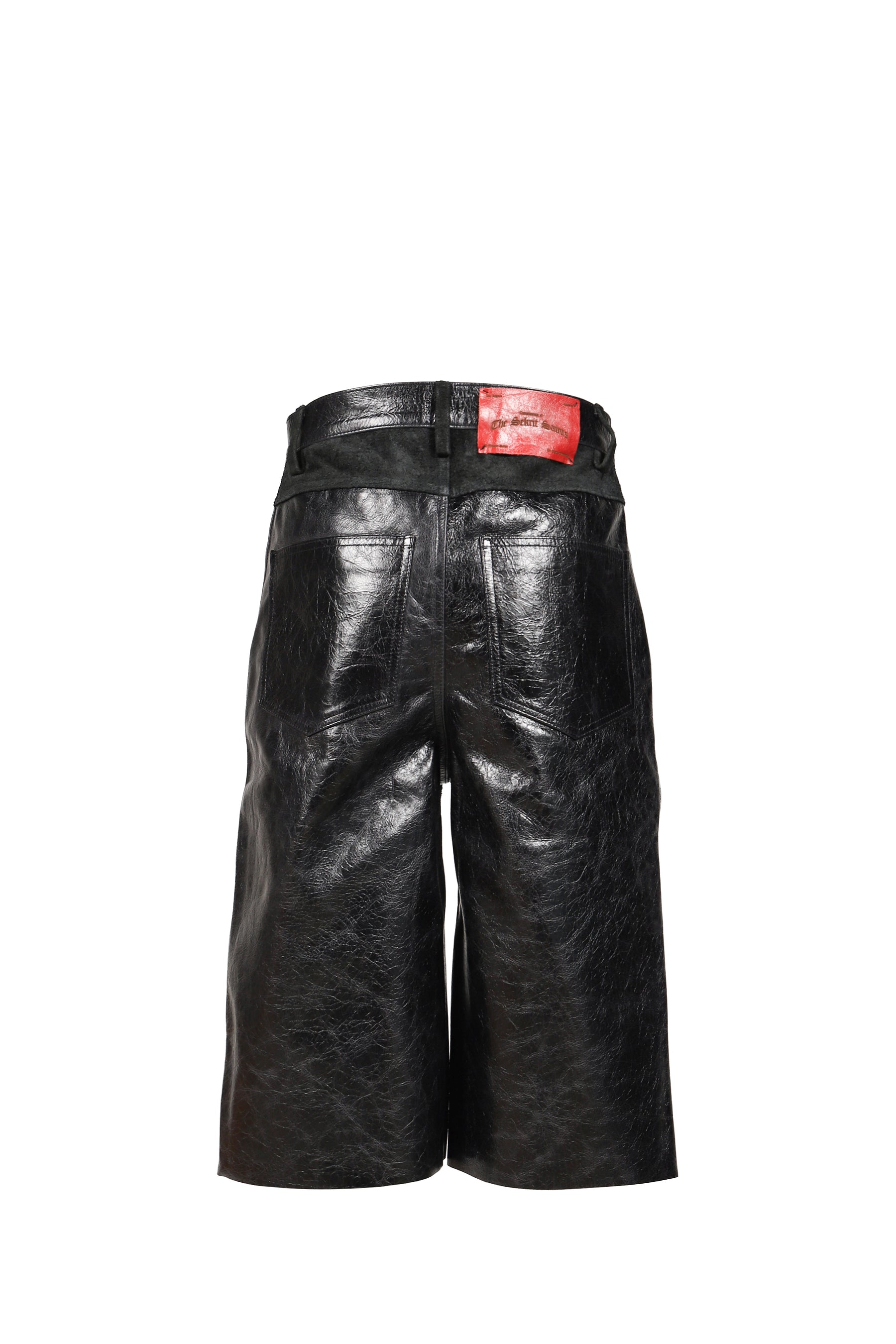 LEATHER CHOPPER SHORT / BLK