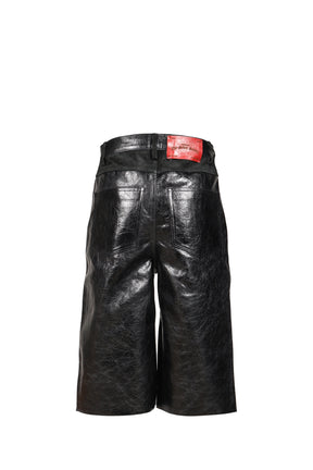 LEATHER CHOPPER SHORT / BLK