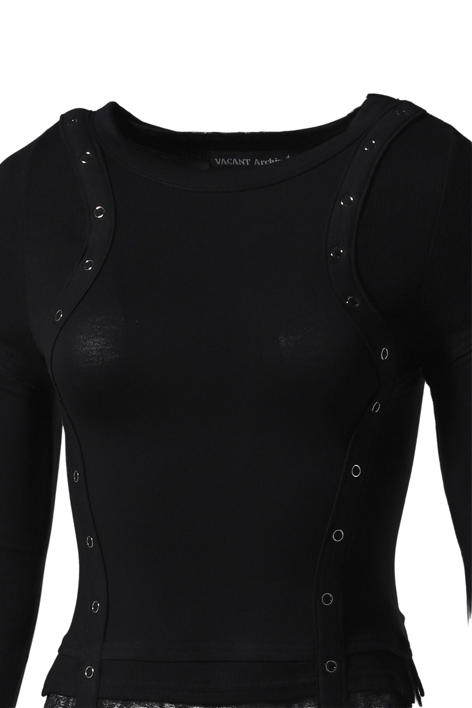 LENO TRIPLE LAYERED LONG SLEEVE TOP / BLK