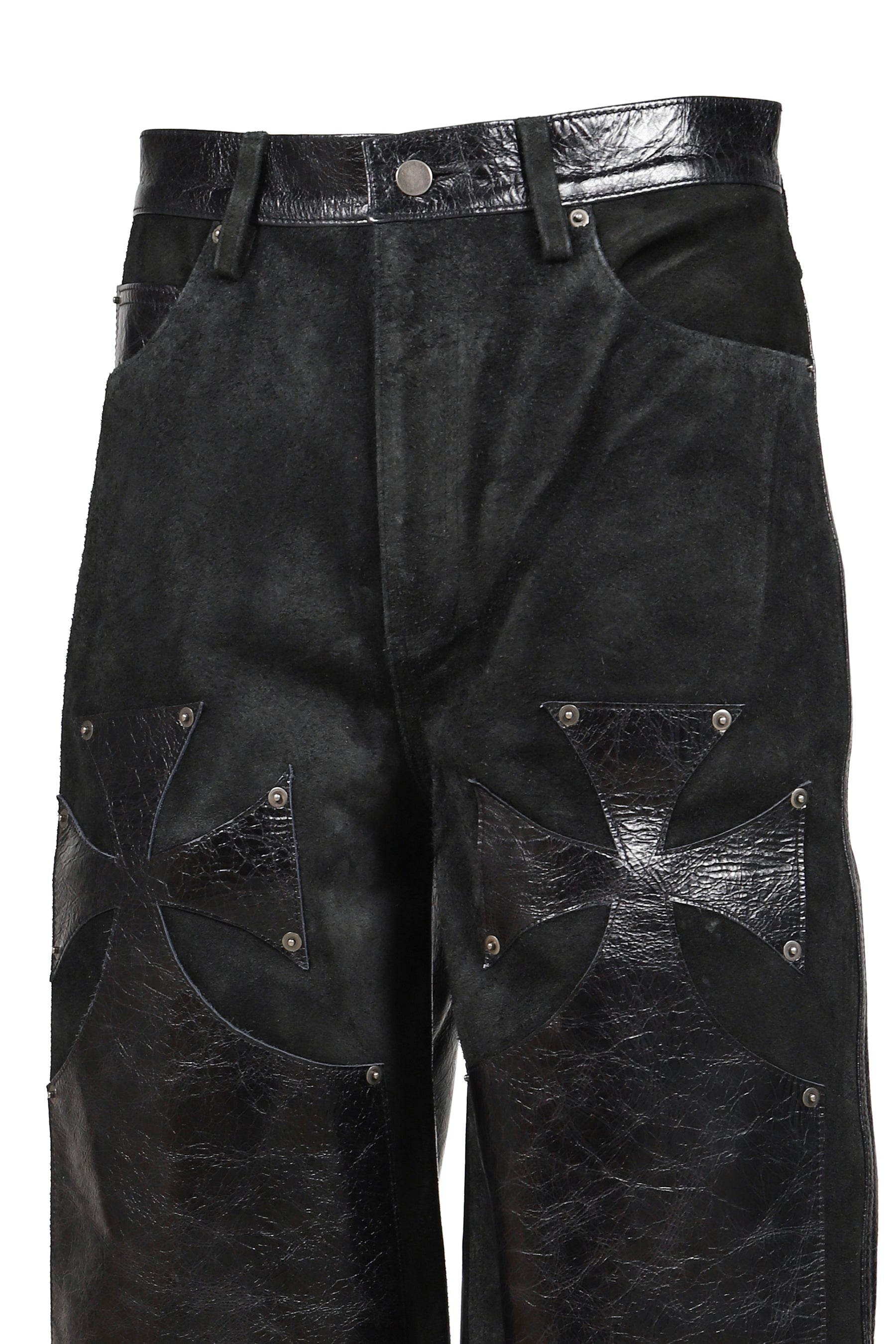 LEATHER CHOPPER SHORT / BLK