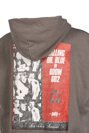 DR. BLUE CUT OFF HOODED SWEATSHIRT / BLK