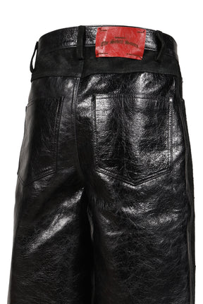 LEATHER CHOPPER SHORT / BLK