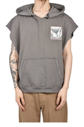 DR. BLUE CUT OFF HOODED SWEATSHIRT / BLK