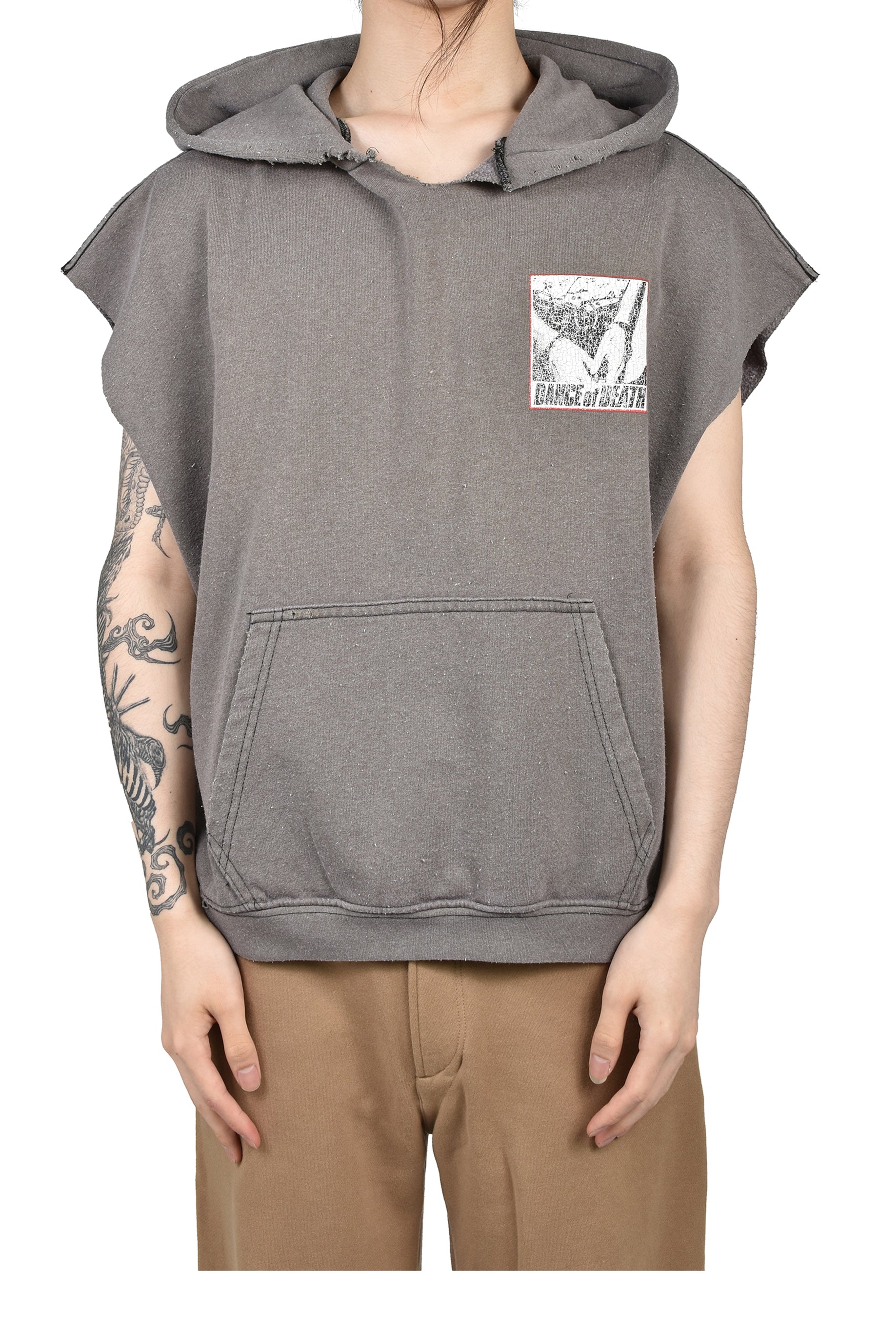 DR. BLUE CUT OFF HOODED SWEATSHIRT / BLK