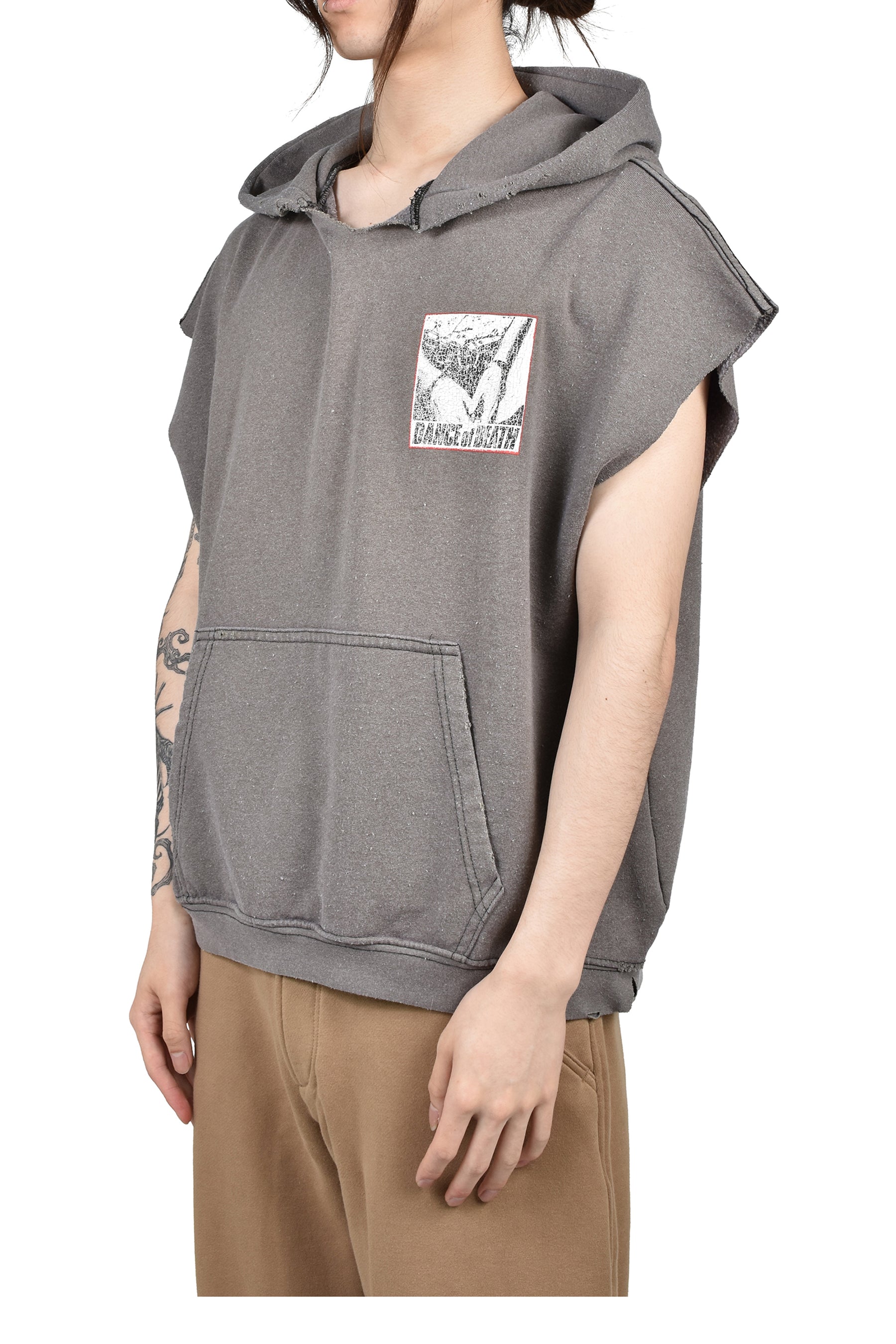 DR. BLUE CUT OFF HOODED SWEATSHIRT / BLK