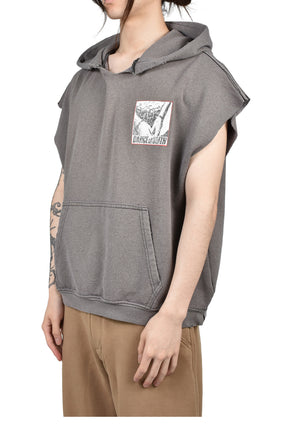 DR. BLUE CUT OFF HOODED SWEATSHIRT / BLK