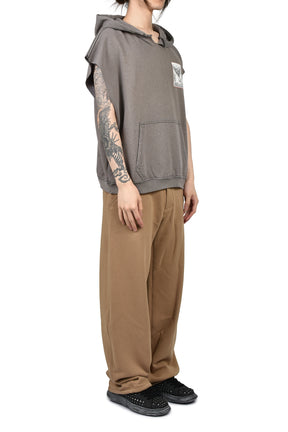 DR. BLUE CUT OFF HOODED SWEATSHIRT / BLK
