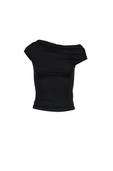 FLOW NECK DRAPE HALF-T / BLK