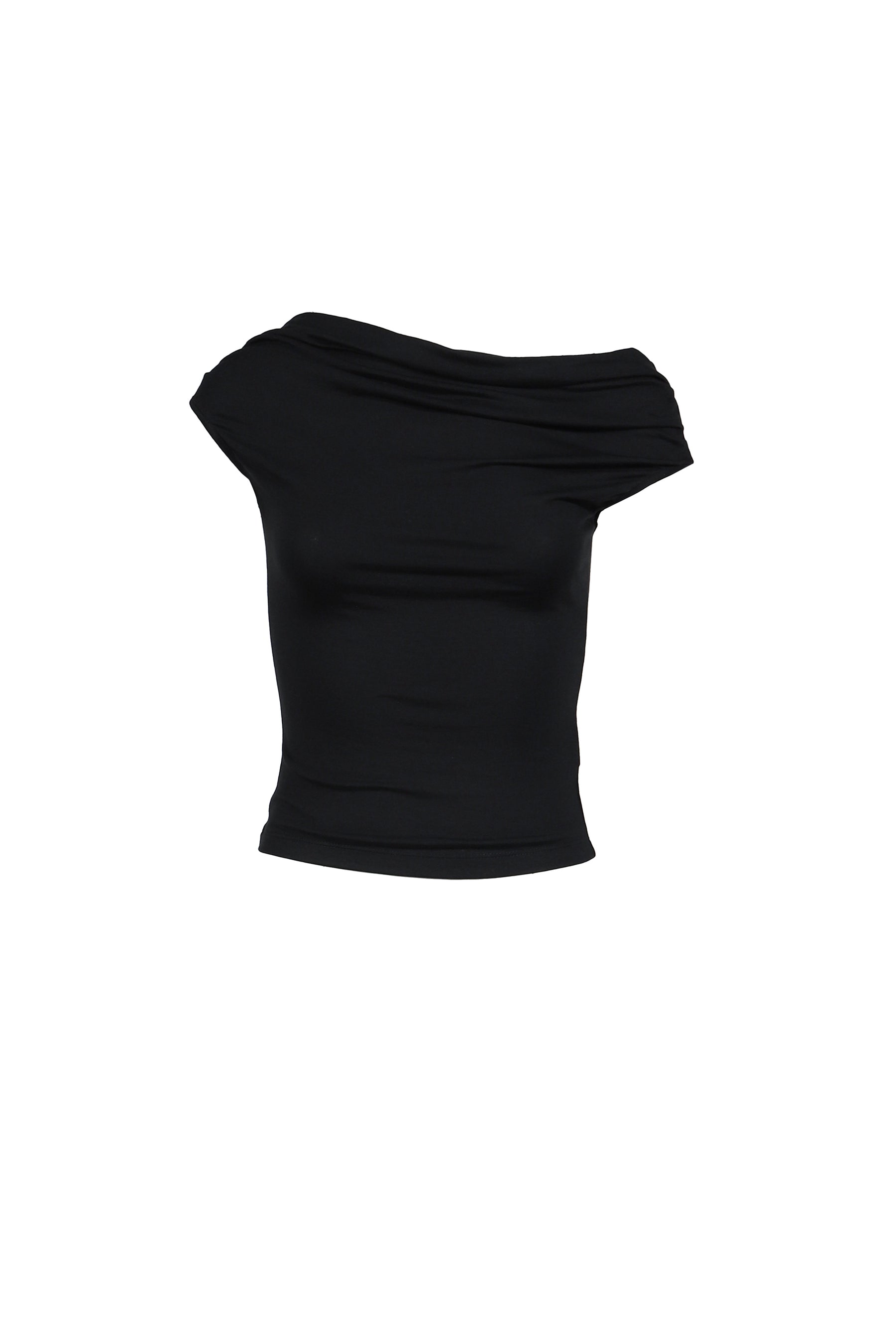 FLOW NECK DRAPE HALF-T / BLK