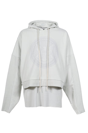 CROPPED HOODIE OVERLAPPED / DUSTY WHT