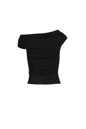 FLOW NECK DRAPE HALF-T / BLK
