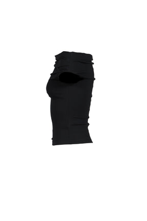 FLOW NECK DRAPE HALF-T / BLK