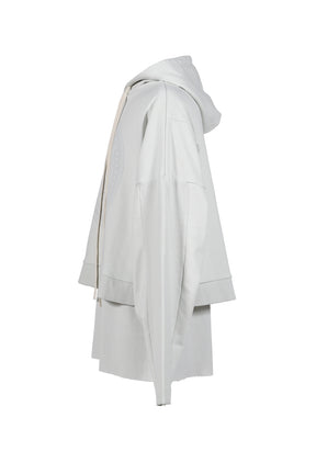 CROPPED HOODIE OVERLAPPED / DUSTY WHT