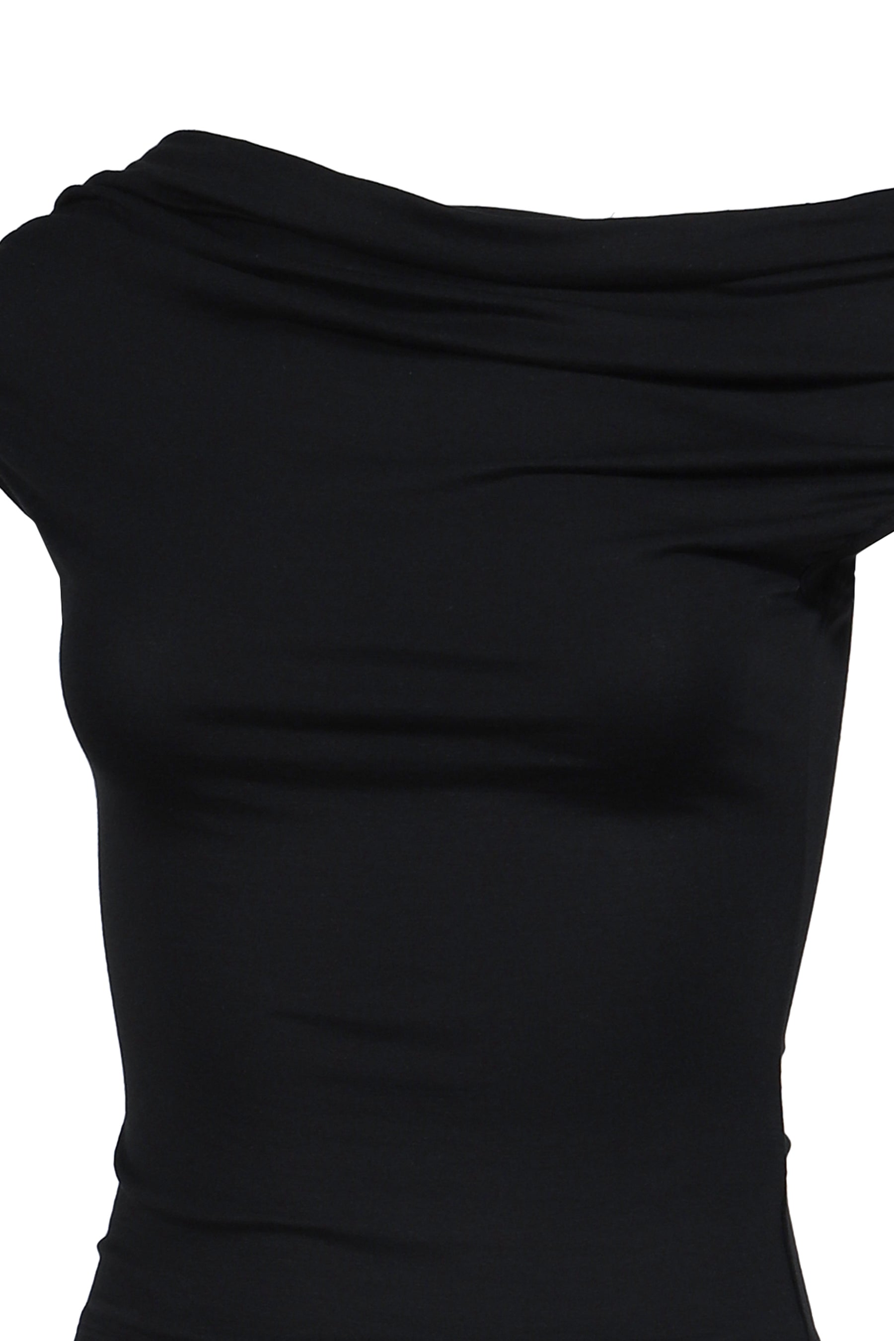 FLOW NECK DRAPE HALF-T / BLK