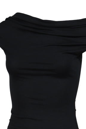 FLOW NECK DRAPE HALF-T / BLK