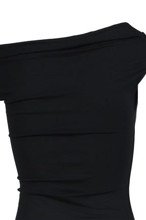 FLOW NECK DRAPE HALF-T / BLK