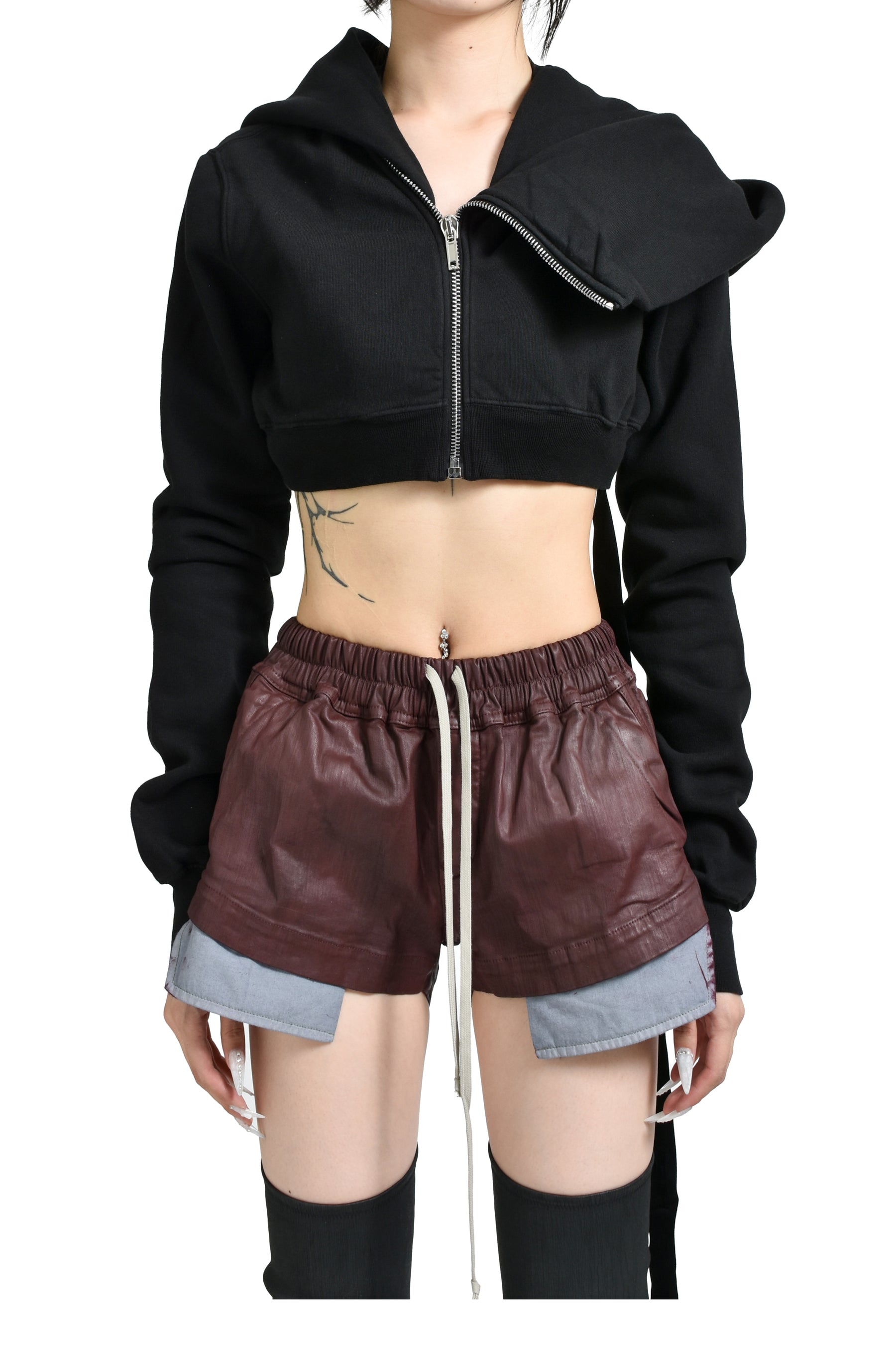 Rick Owens DRKSHDW FW25 MICRO MOUNTAIN HOODIE / BLACK - NUBIAN