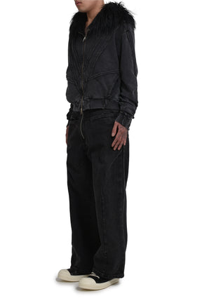 FRONT ZIP BAGGY DENIM / FADED BLK