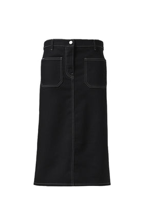 2-POCKET DENIM SKIRT / BLK/WHT