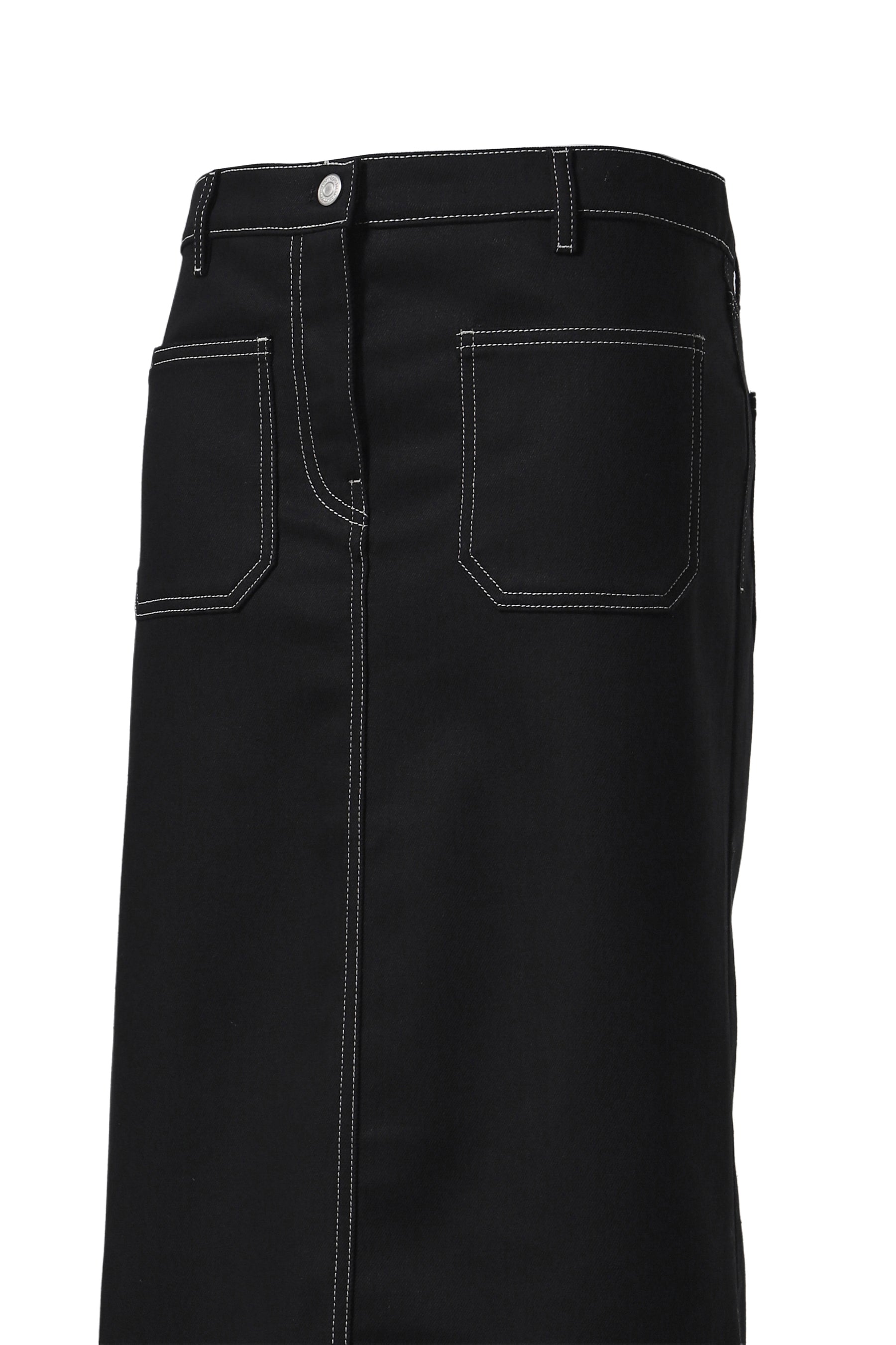 2-POCKET DENIM SKIRT / BLK/WHT