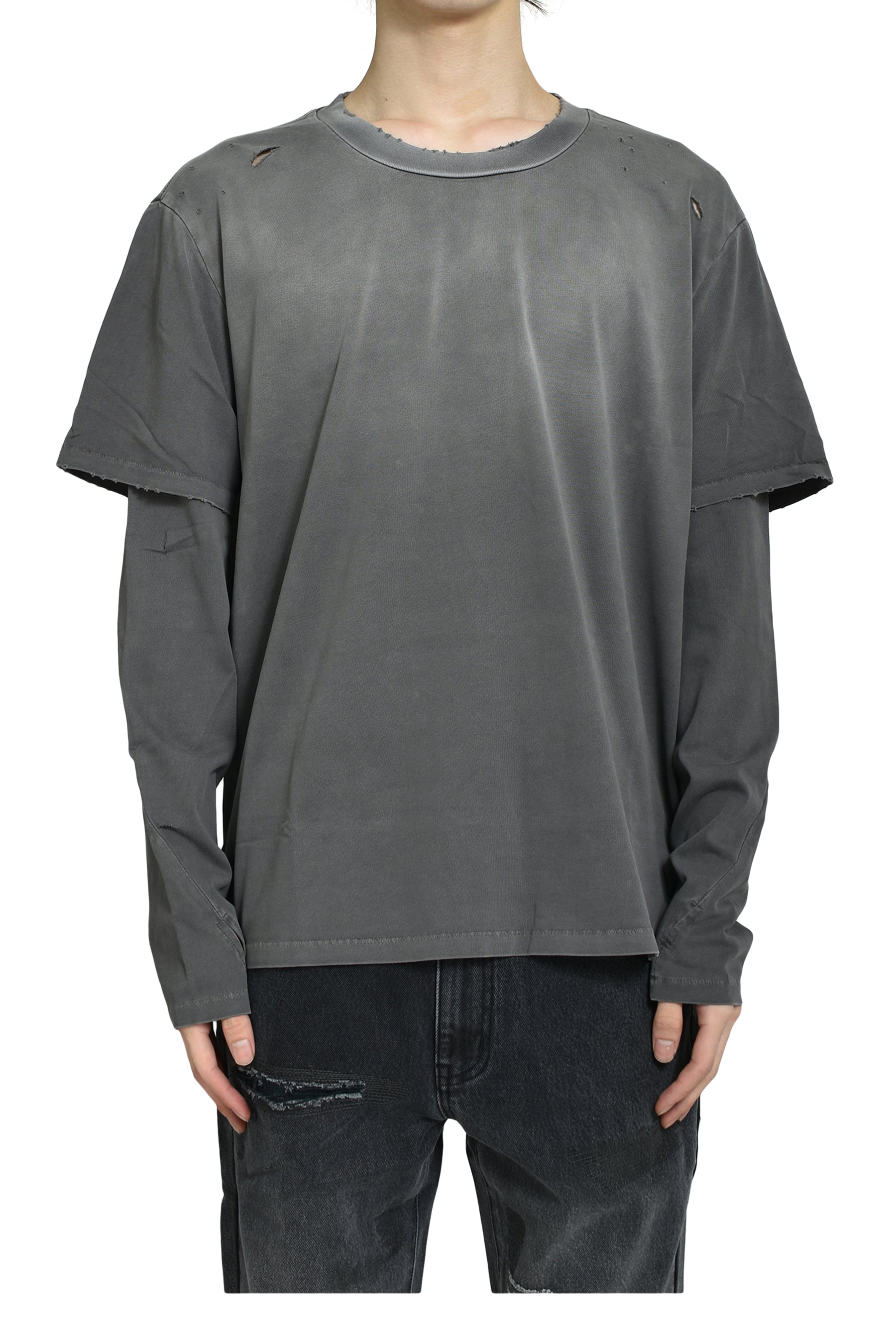 SUN FADED DOUBLE LAYER TEE / FADED GRY