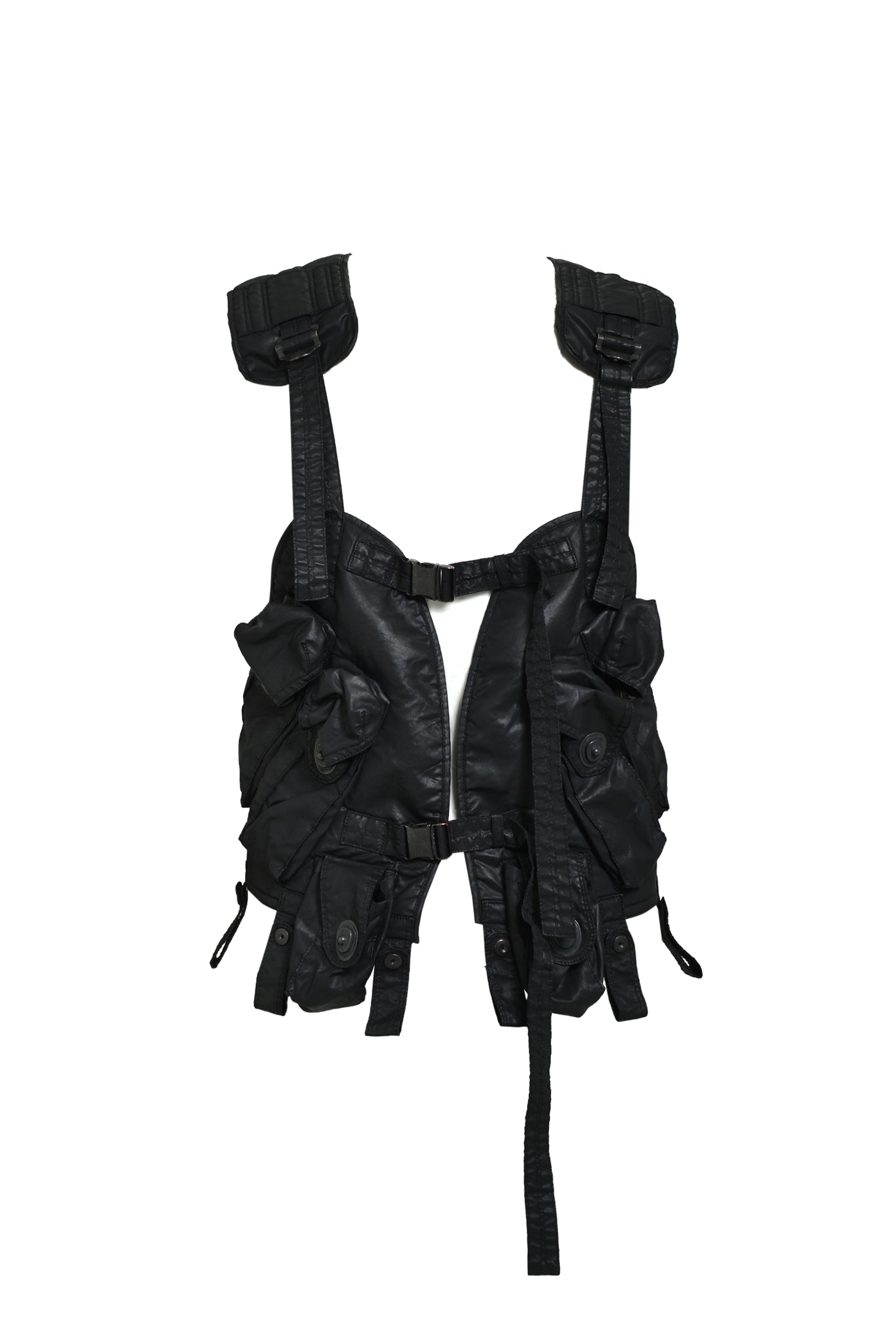 COATED CLOTH VEST / BLK