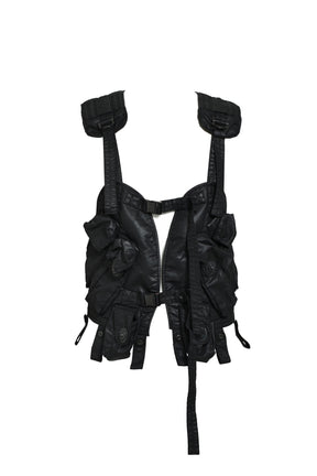 COATED CLOTH VEST / BLK