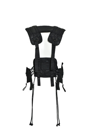 COATED CLOTH VEST / BLK