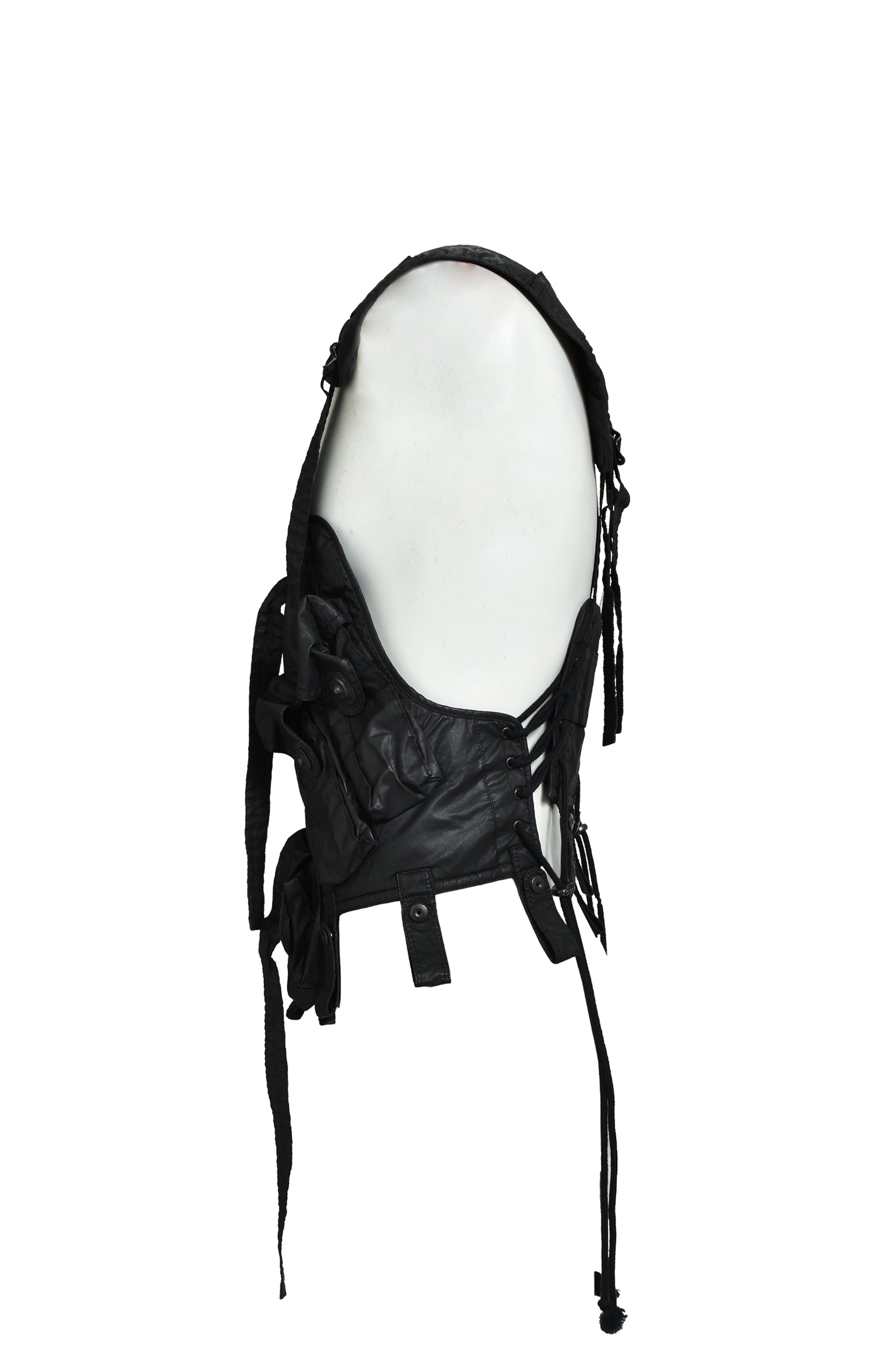 COATED CLOTH VEST / BLK