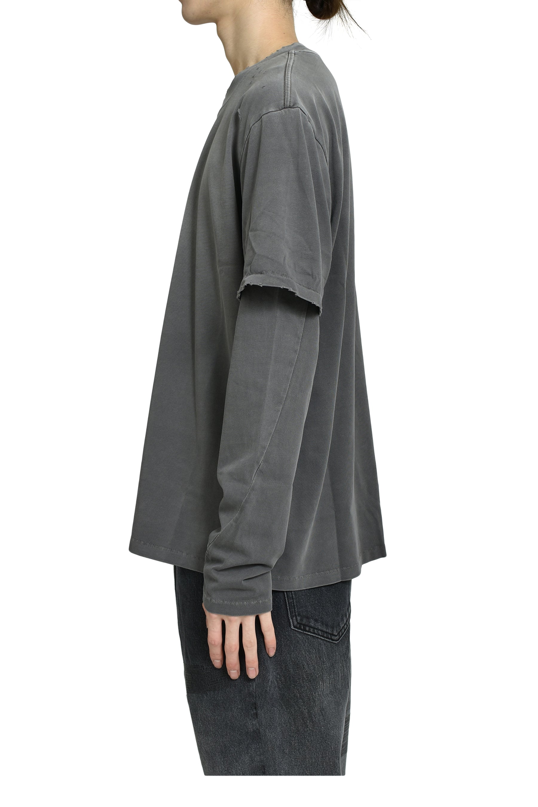 SUN FADED DOUBLE LAYER TEE / FADED GRY