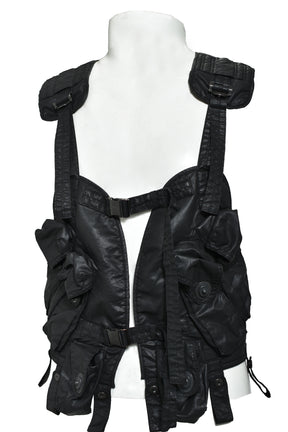 COATED CLOTH VEST / BLK