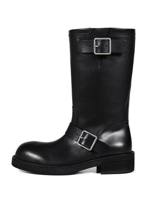 SARITH ENGINEER BIKER BOOTS WITH BUCKLES  / BLK
