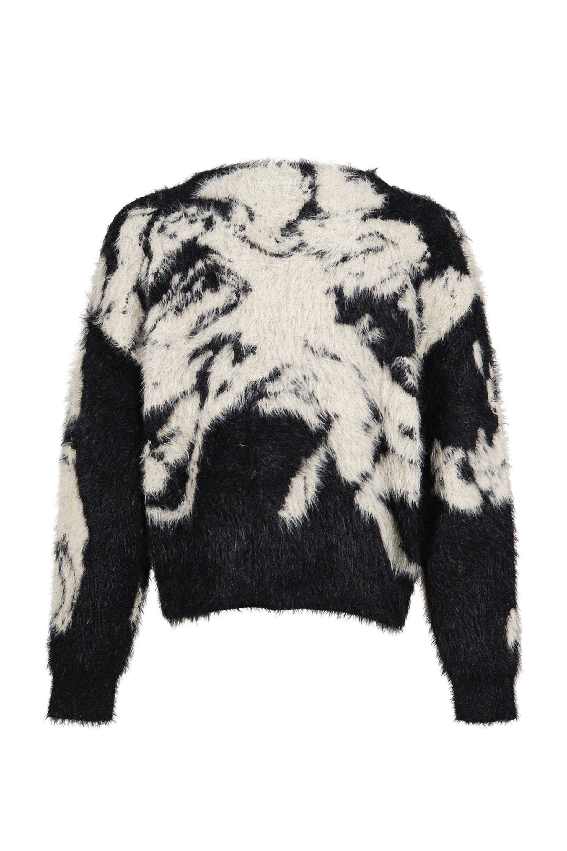 JACQUARD CARDIGAN  "SHOKKAKUTEKI SONZAI" / BLK WHT