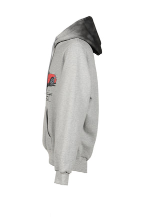 EXHAUST STAINED HOODIE / GRY