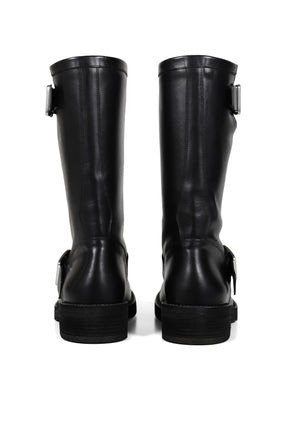 SARITH ENGINEER BIKER BOOTS WITH BUCKLES  / BLK