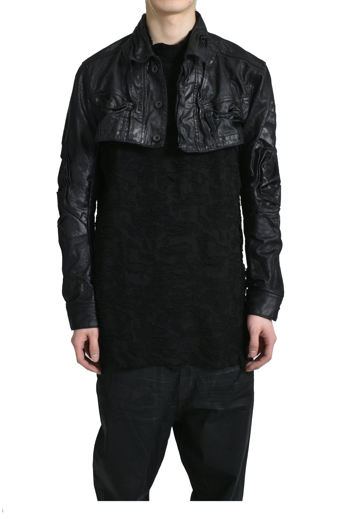 COATED DENIM BLOUSON / BLK