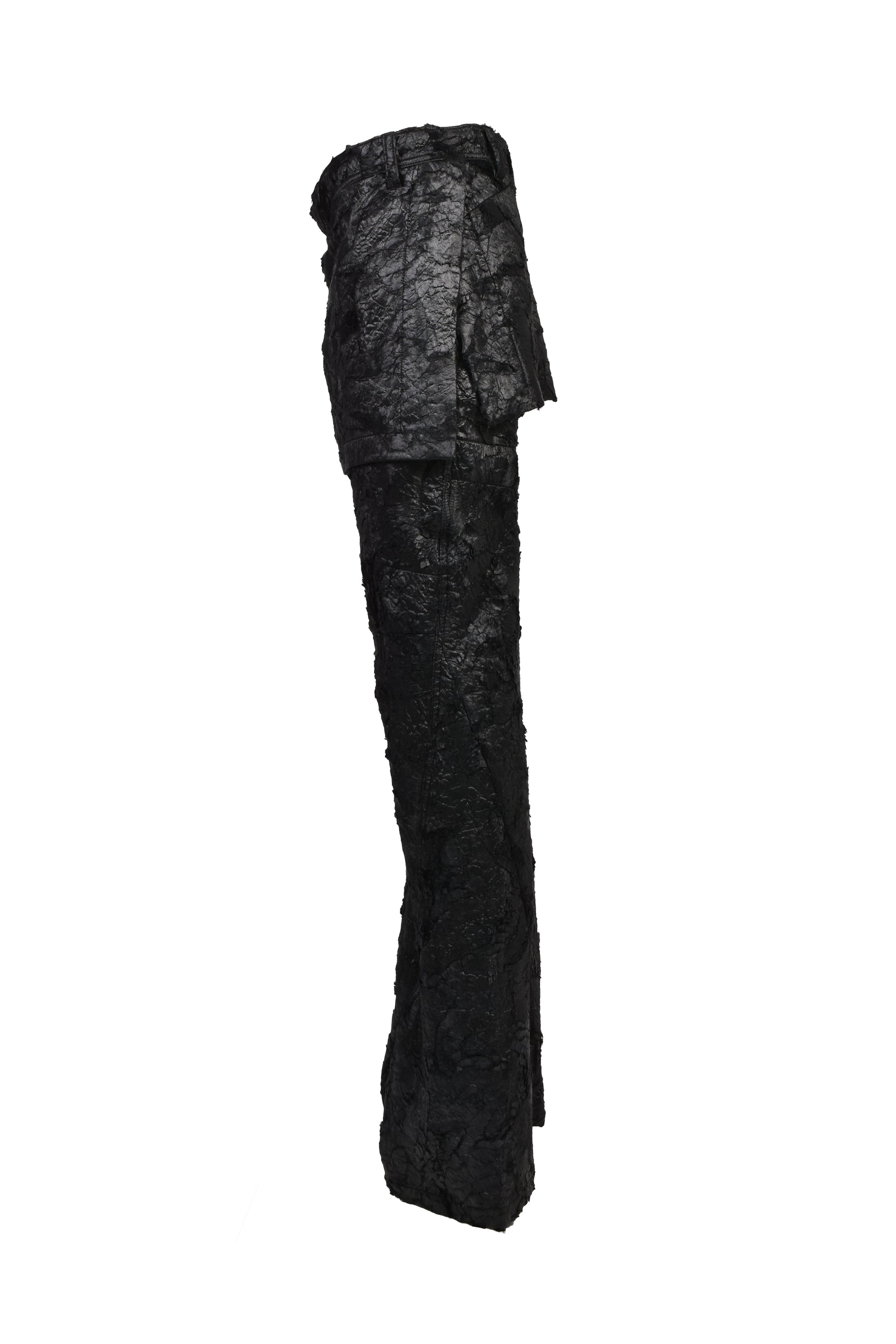 COATED PILE TROUSER / BLK