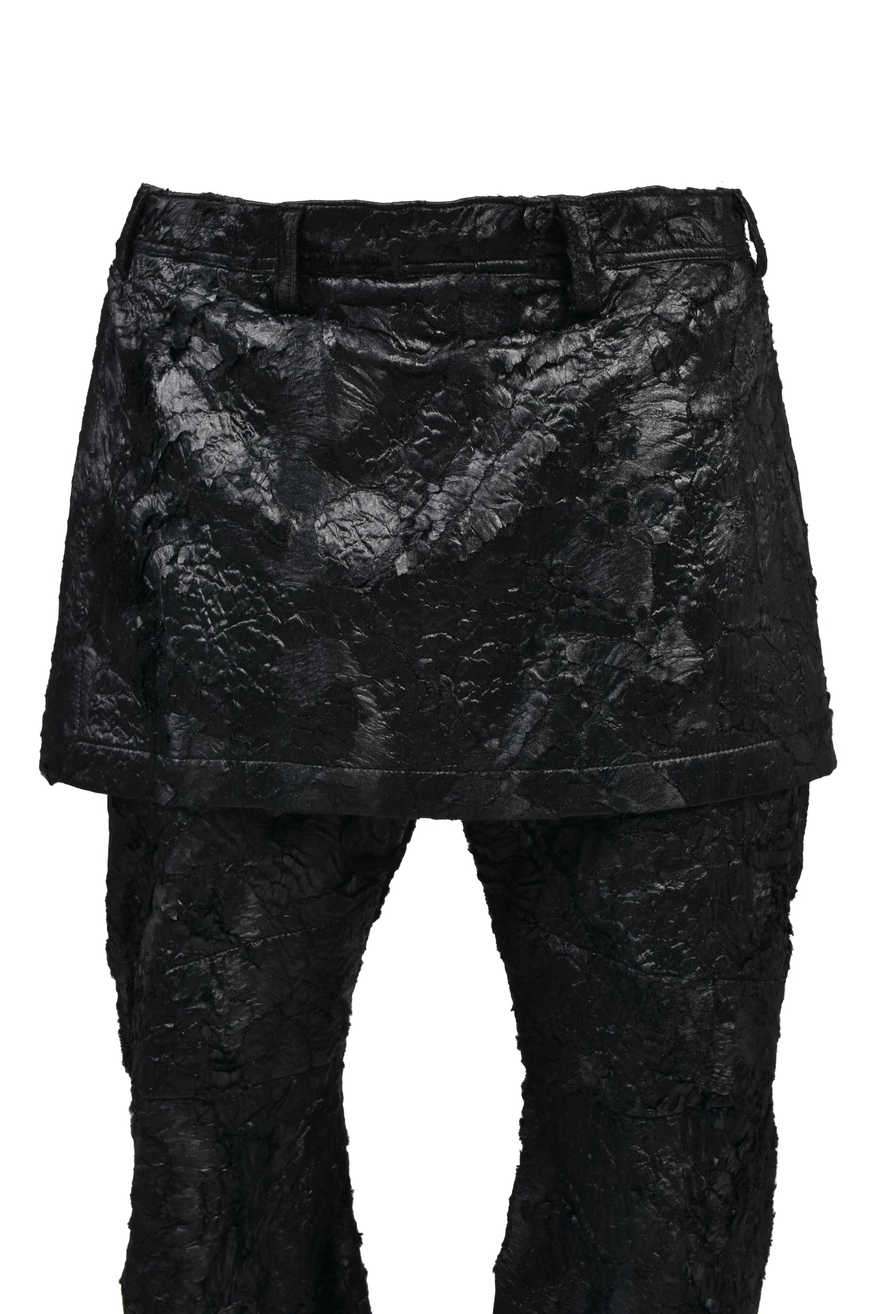 COATED PILE TROUSER / BLK